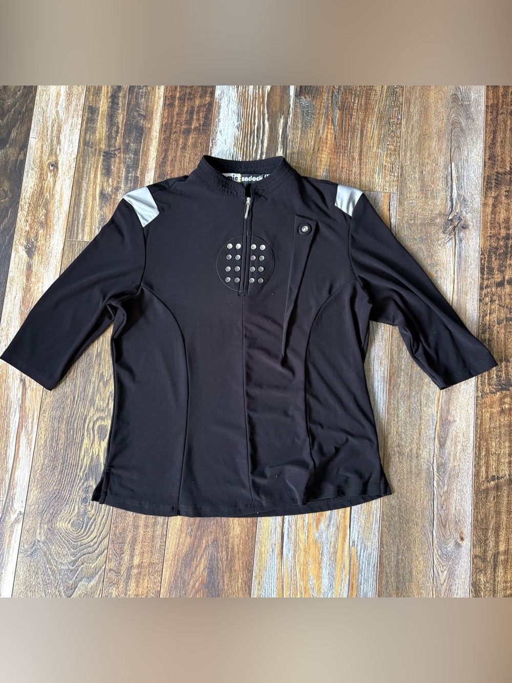 Jamie Sadock Women Golf Top 1/4 Zip 3/4 Sleeve Black Medium